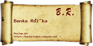 Benke Réka névjegykártya